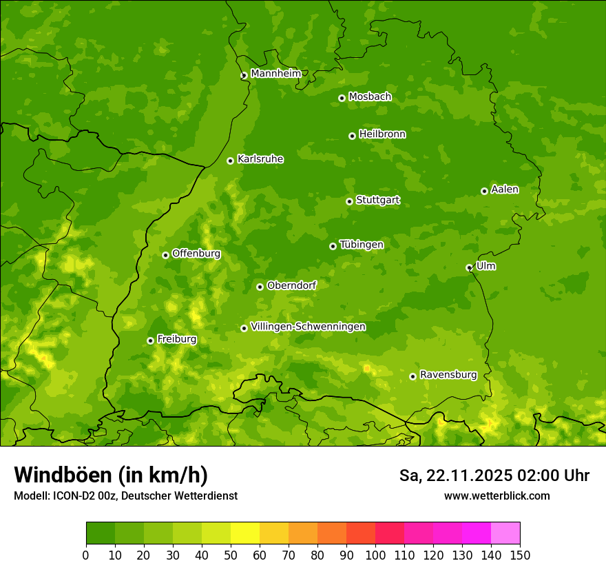 Modellkarten Windgeschwindigkeit