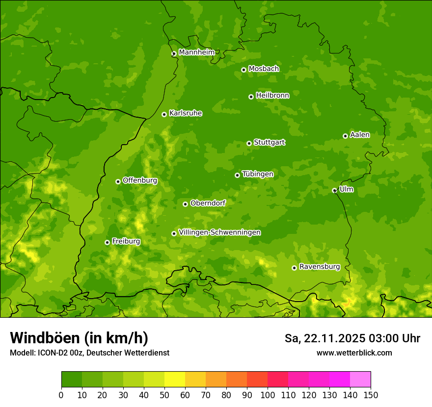Modellkarten Windgeschwindigkeit