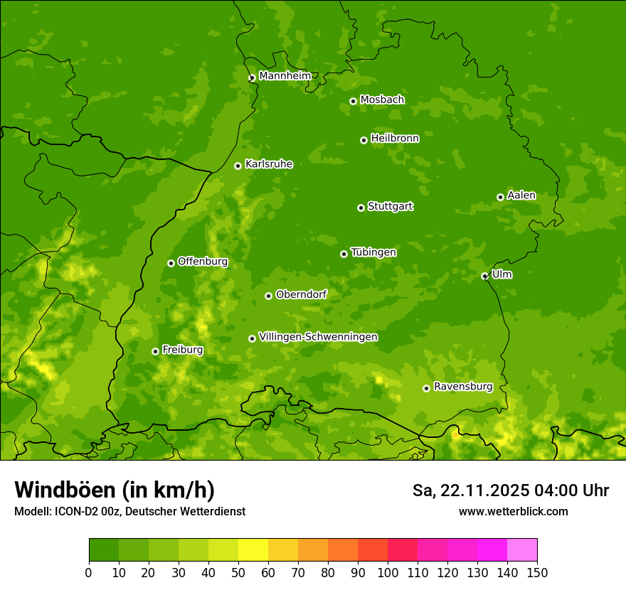 Modellkarten Windgeschwindigkeit