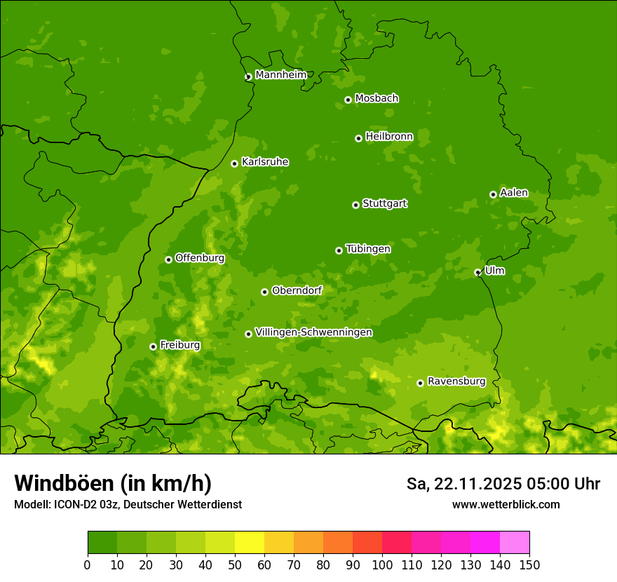 Modellkarten Windgeschwindigkeit