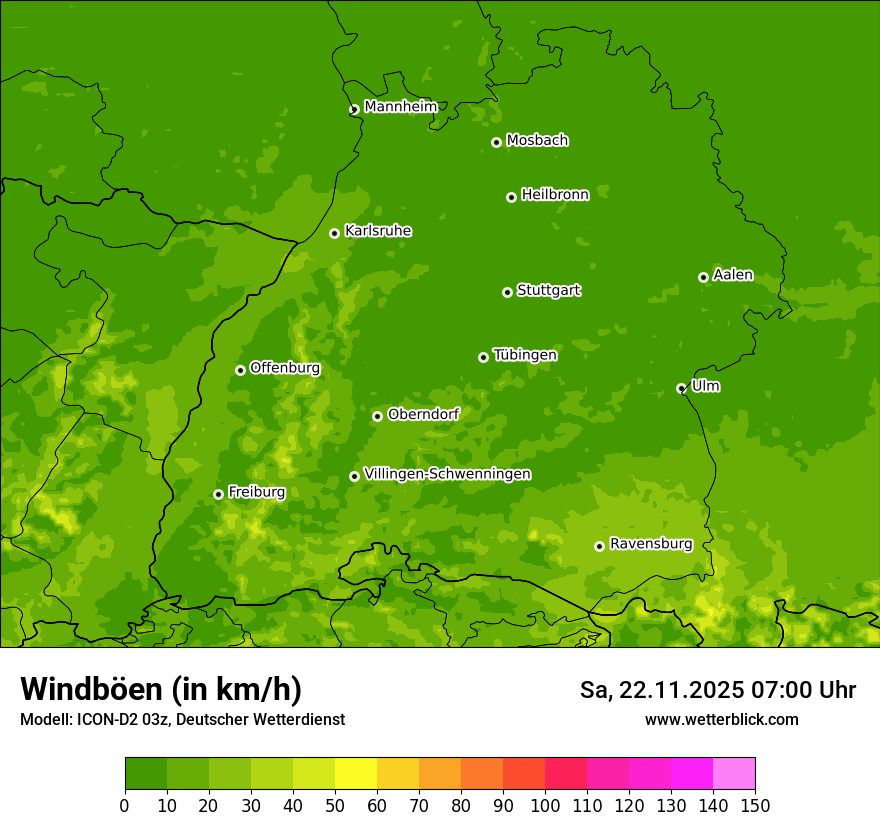 Modellkarten Windgeschwindigkeit