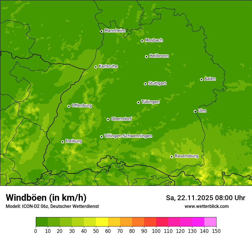 Modellkarten Windgeschwindigkeit