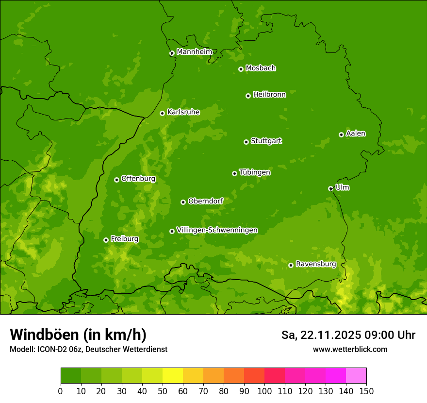Modellkarten Windgeschwindigkeit