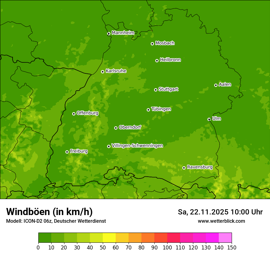 Modellkarten Windgeschwindigkeit