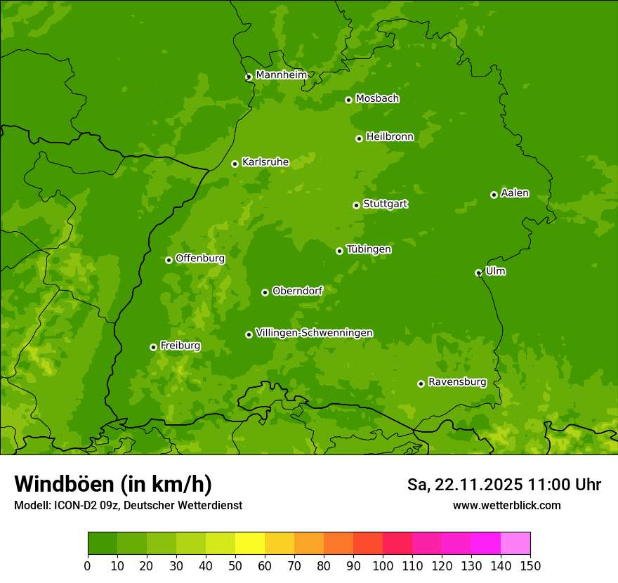 Modellkarten Windgeschwindigkeit