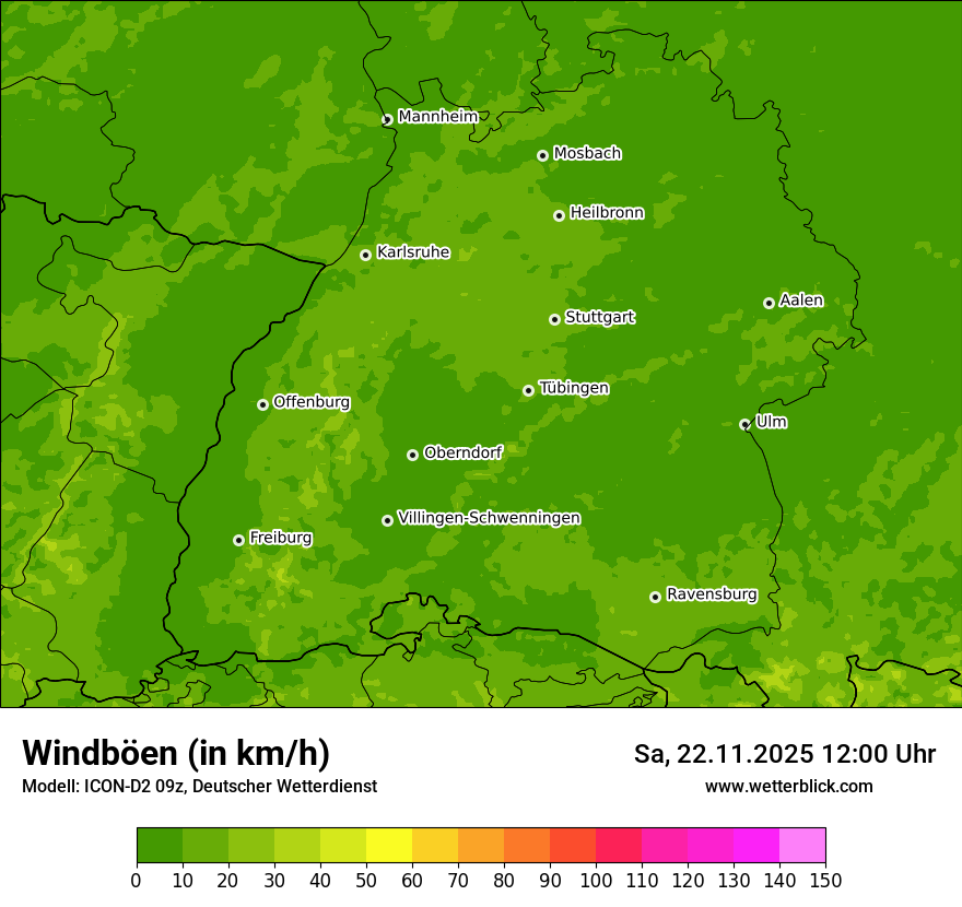 Modellkarten Windgeschwindigkeit