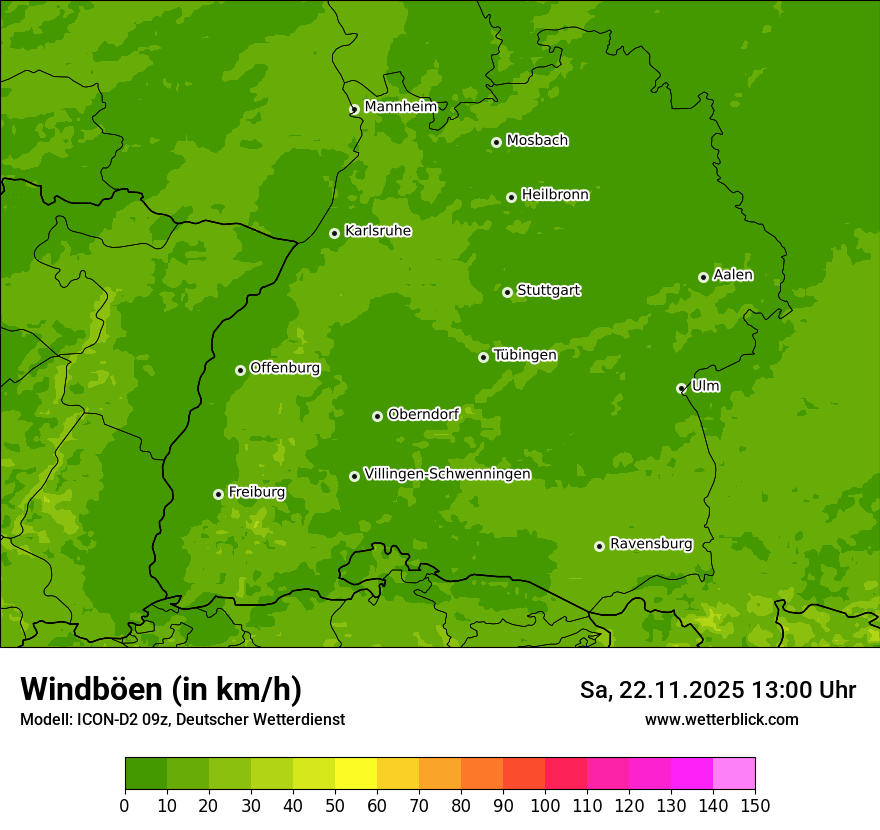 Modellkarten Windgeschwindigkeit