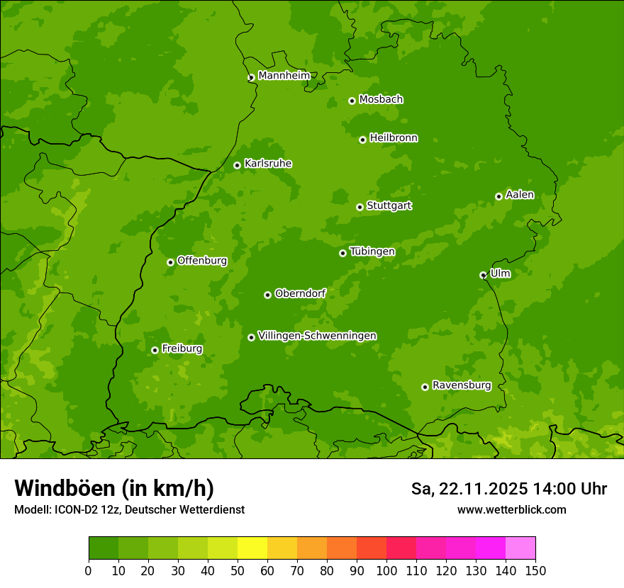Modellkarten Windgeschwindigkeit