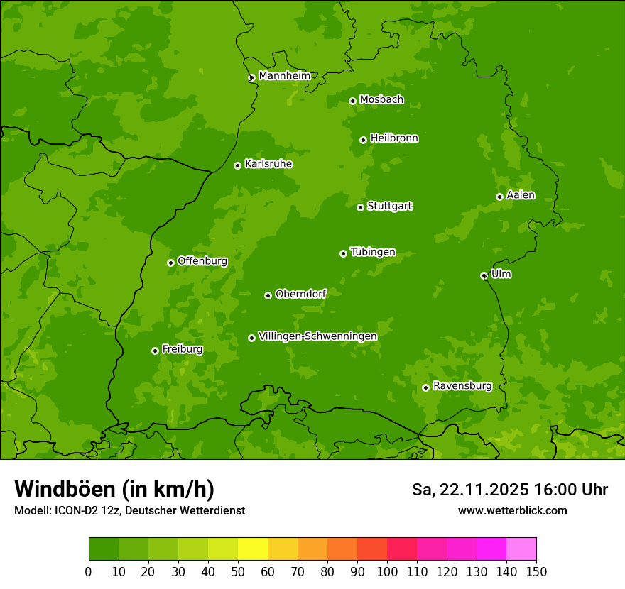 Modellkarten Windgeschwindigkeit