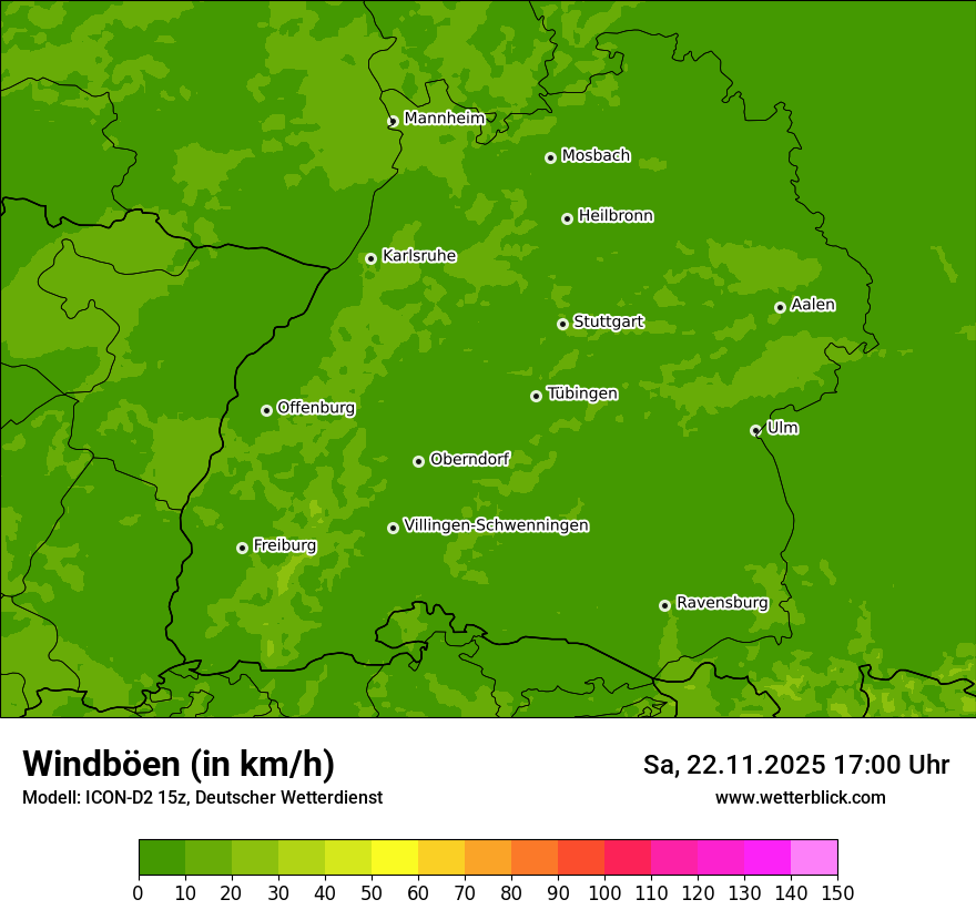 Modellkarten Windgeschwindigkeit