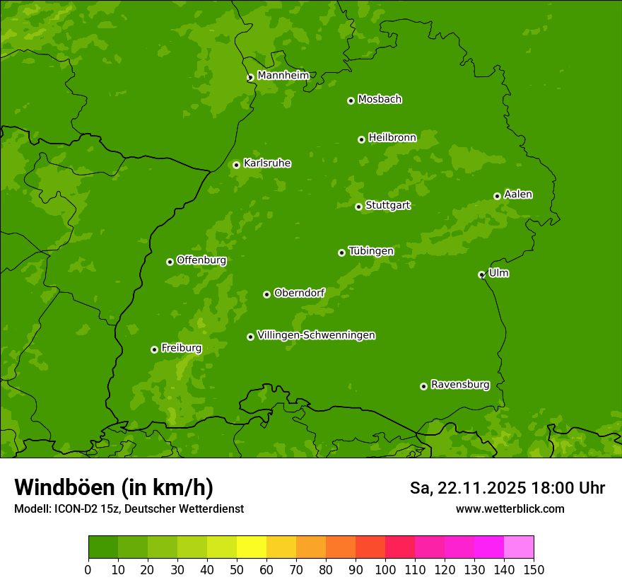 Modellkarten Windgeschwindigkeit