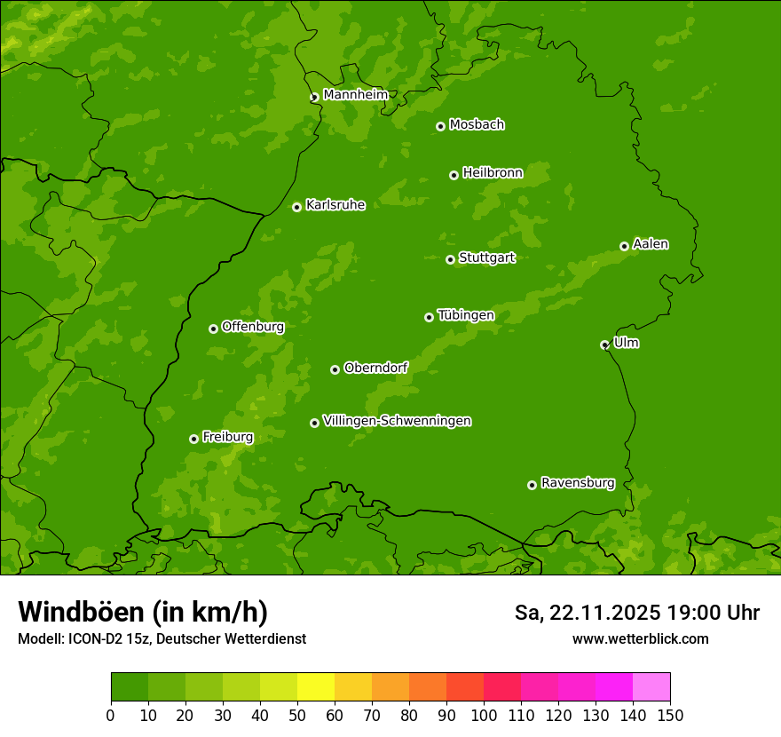 Modellkarten Windgeschwindigkeit