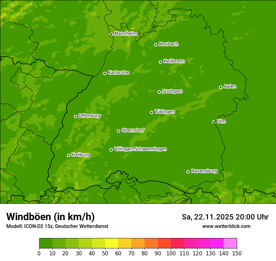 Modellkarten Windgeschwindigkeit