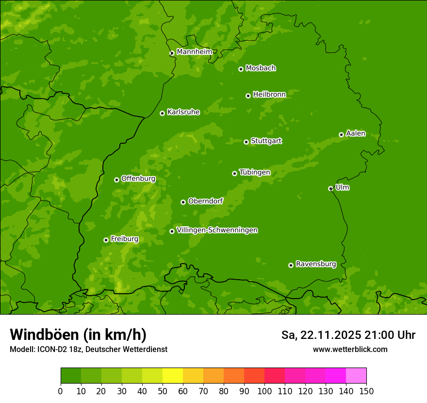 Modellkarten Windgeschwindigkeit