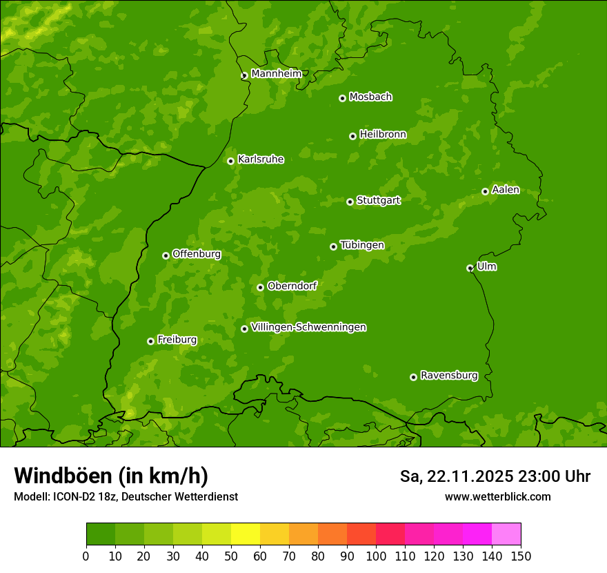 Modellkarten Windgeschwindigkeit