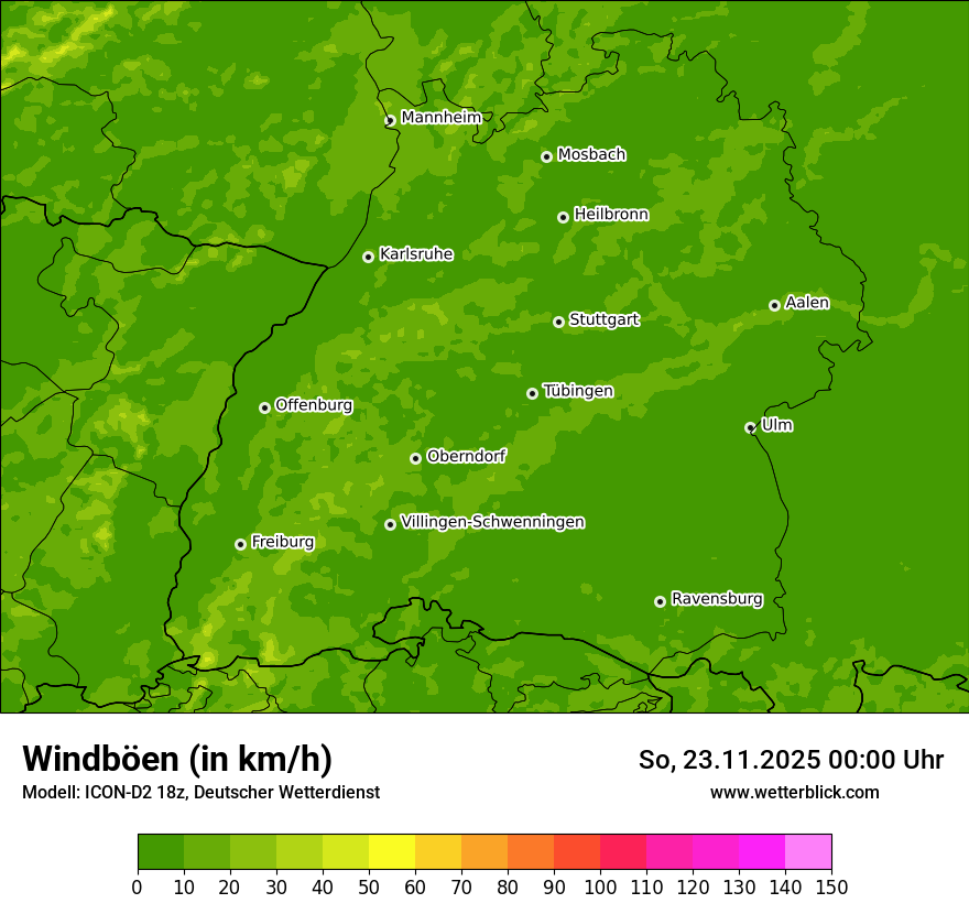 Modellkarten Windgeschwindigkeit