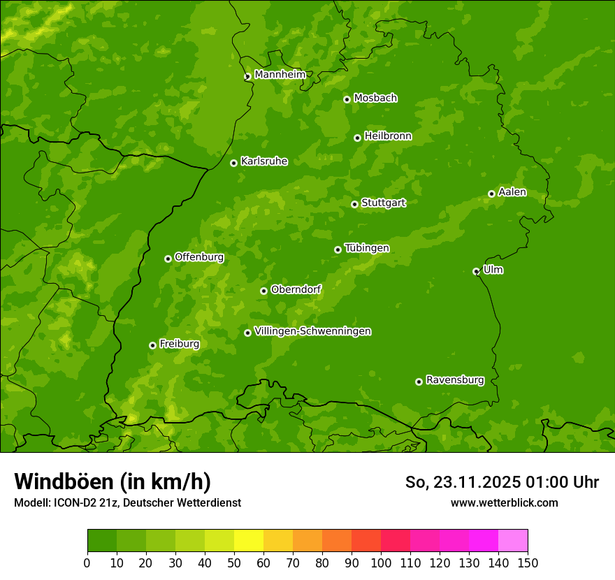 Modellkarten Windgeschwindigkeit