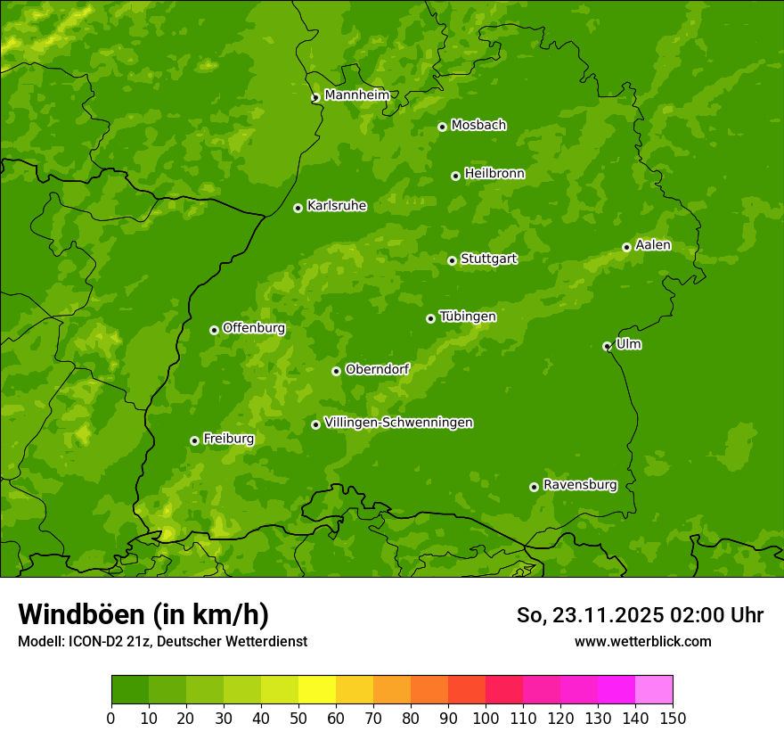 Modellkarten Windgeschwindigkeit