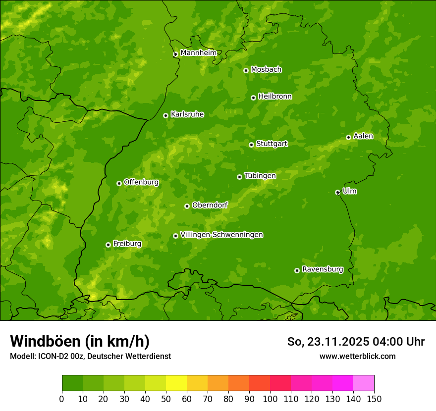 Modellkarten Windgeschwindigkeit