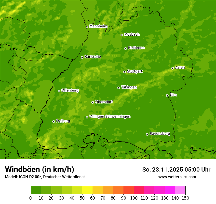 Modellkarten Windgeschwindigkeit