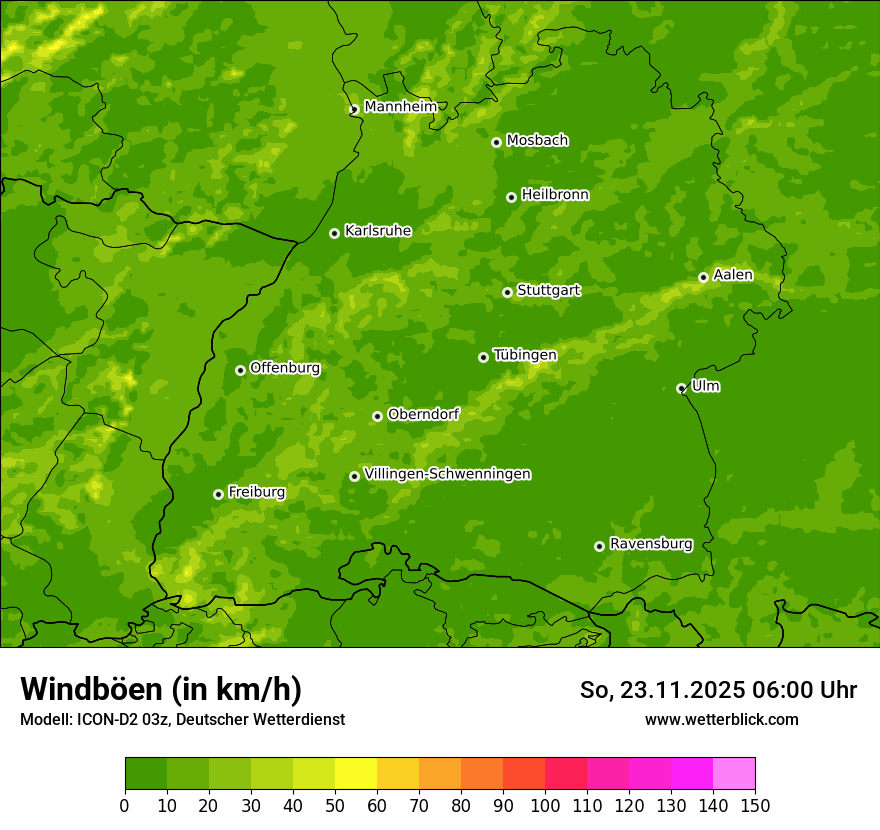 Modellkarten Windgeschwindigkeit