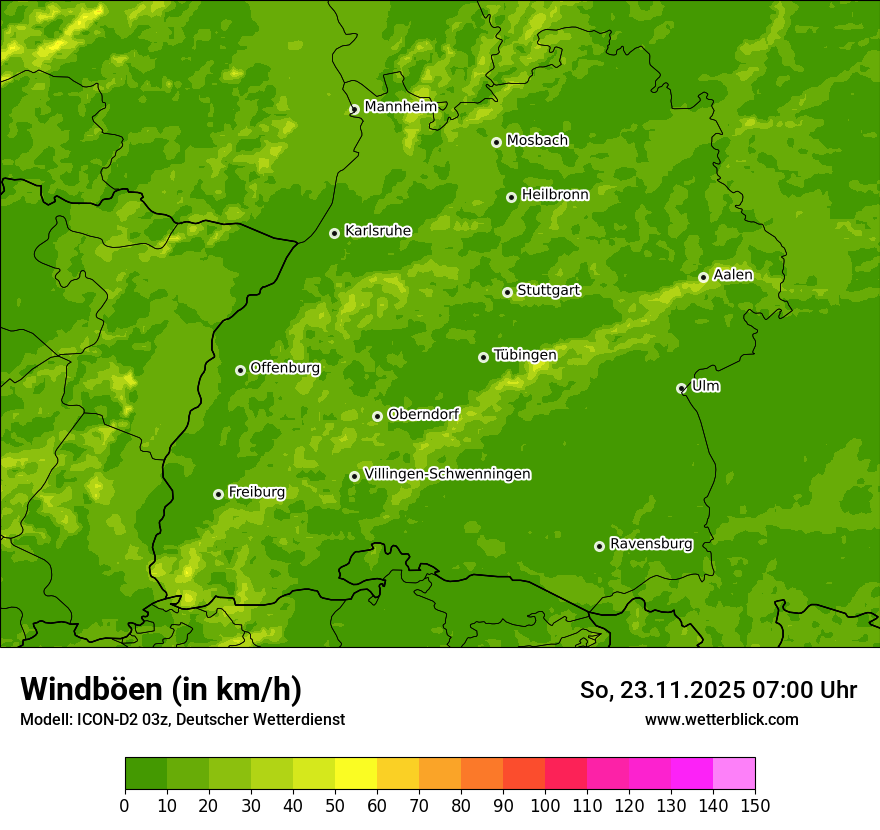 Modellkarten Windgeschwindigkeit