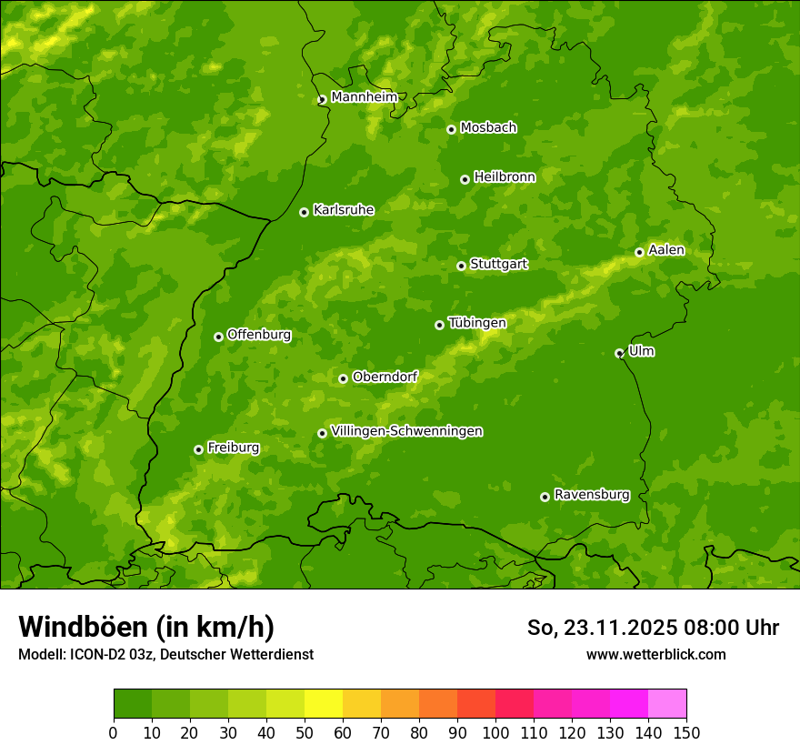 Modellkarten Windgeschwindigkeit
