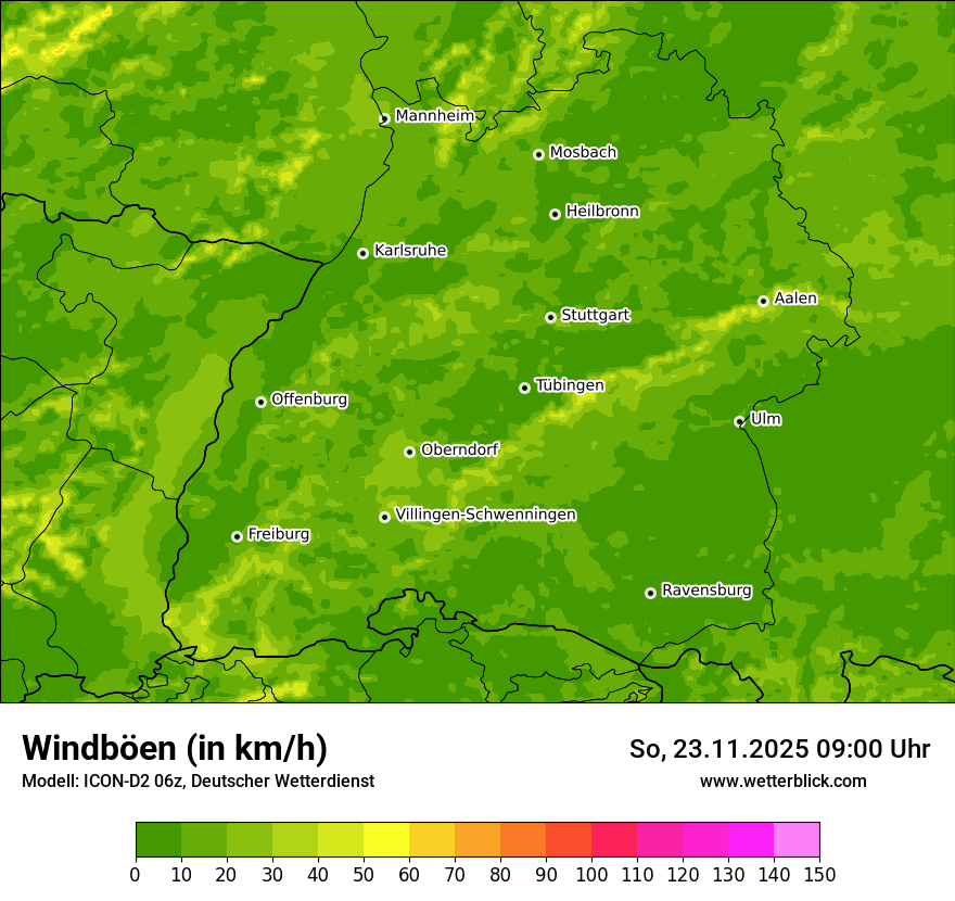 Modellkarten Windgeschwindigkeit
