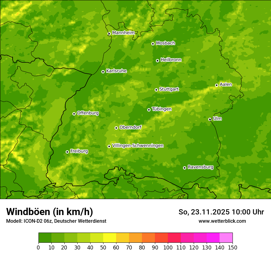 Modellkarten Windgeschwindigkeit