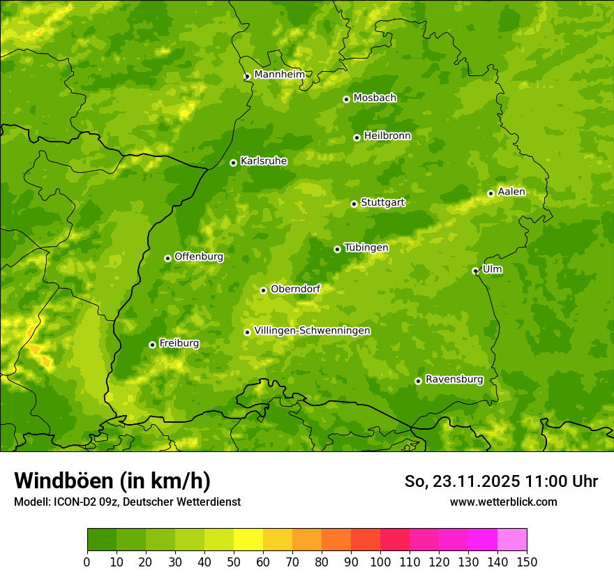 Modellkarten Windgeschwindigkeit