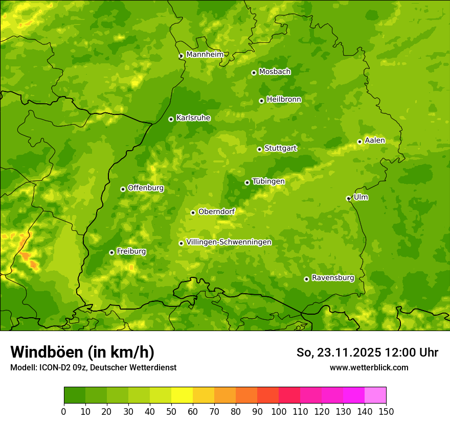 Modellkarten Windgeschwindigkeit
