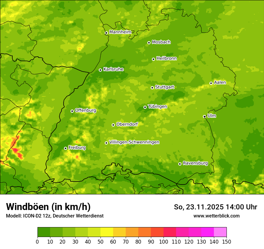 Modellkarten Windgeschwindigkeit