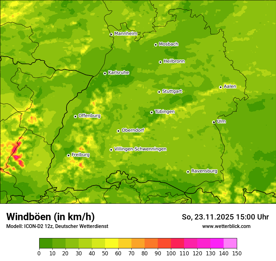 Modellkarten Windgeschwindigkeit