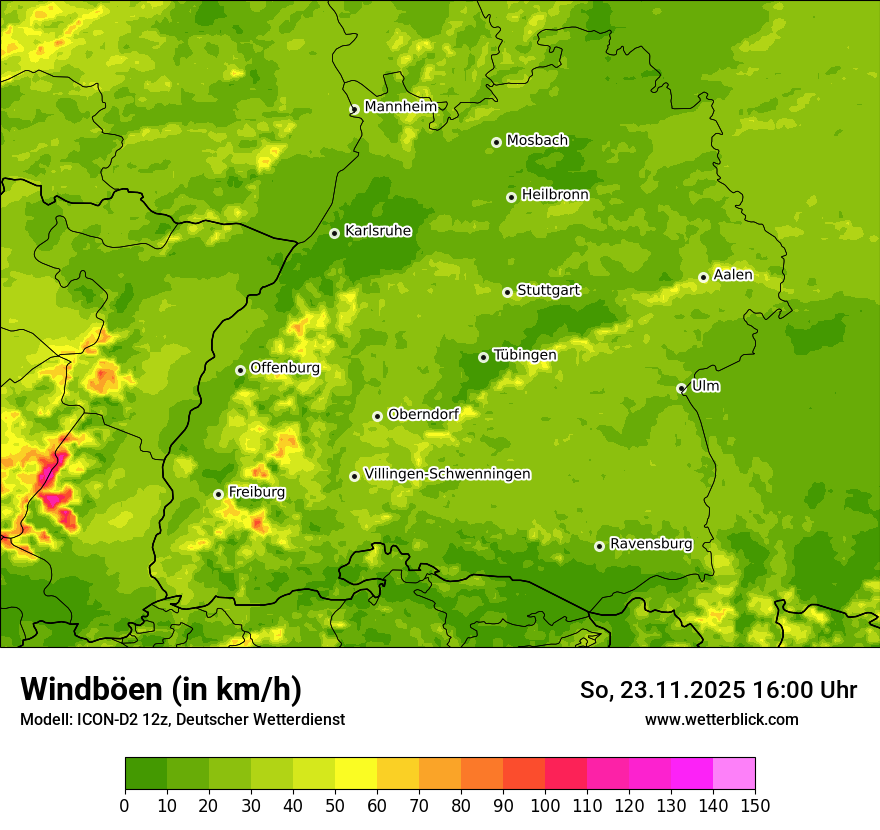 Modellkarten Windgeschwindigkeit