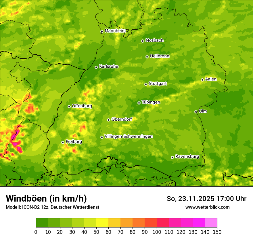 Modellkarten Windgeschwindigkeit