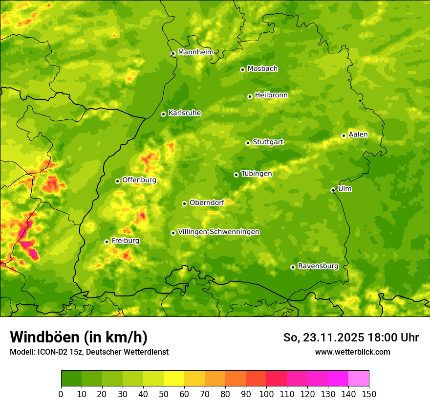 Modellkarten Windgeschwindigkeit