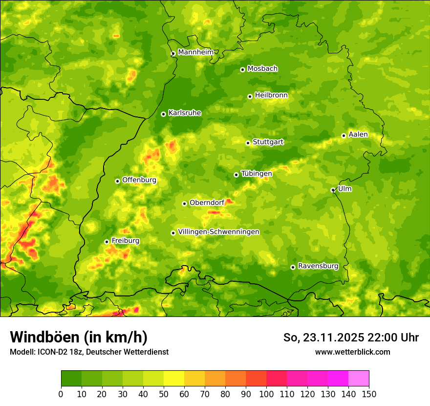Modellkarten Windgeschwindigkeit