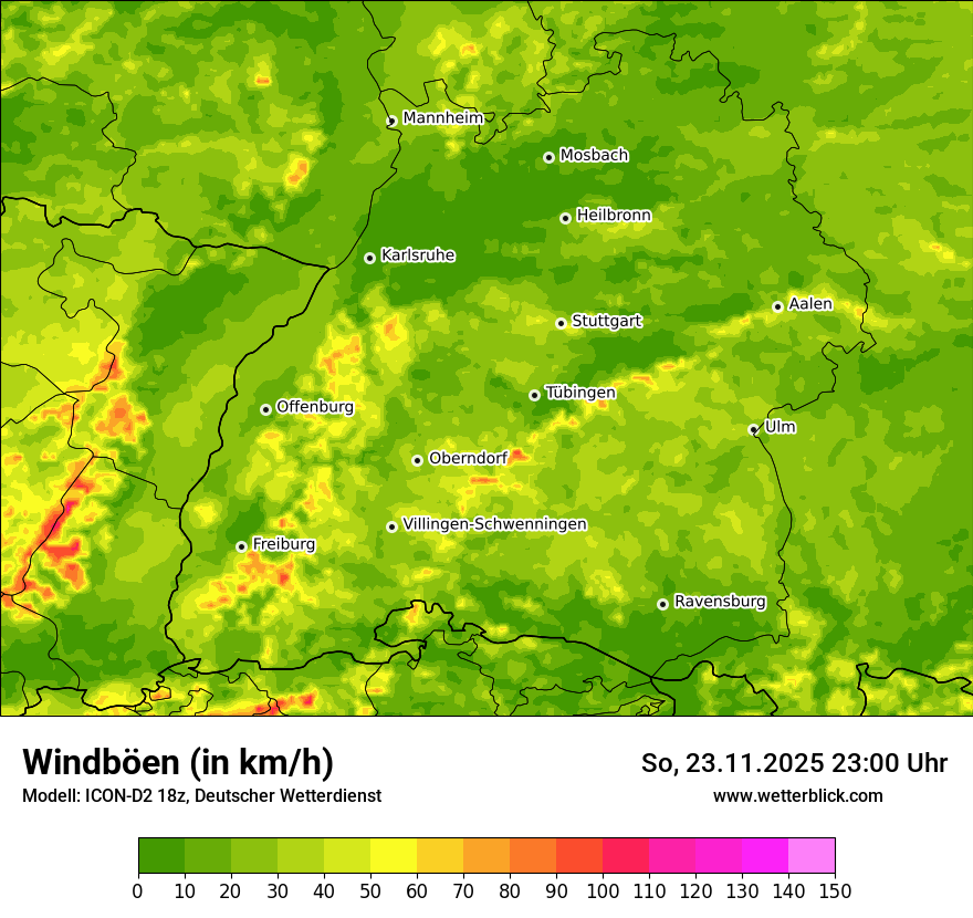 Modellkarten Windgeschwindigkeit