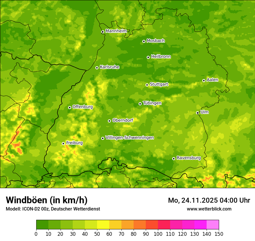 Modellkarten Windgeschwindigkeit