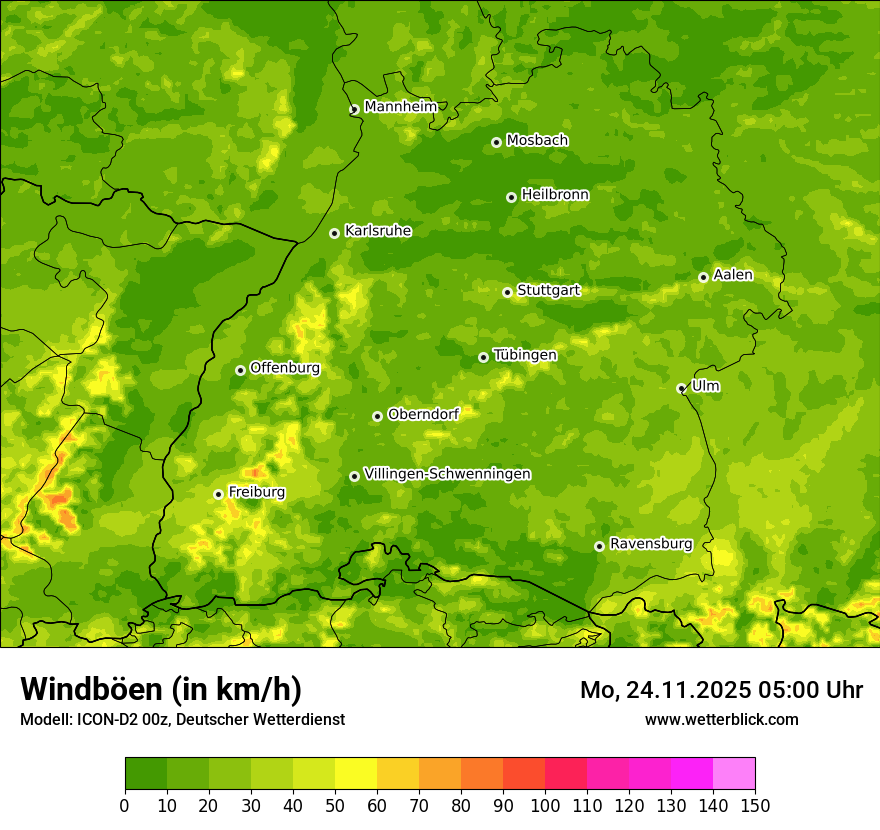 Modellkarten Windgeschwindigkeit