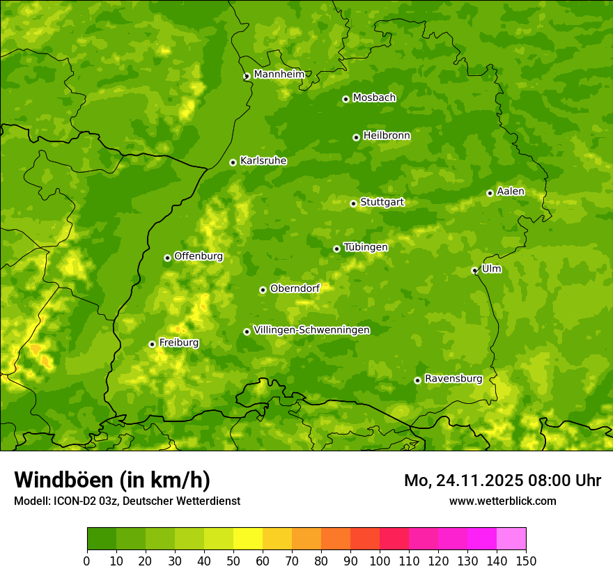 Modellkarten Windgeschwindigkeit