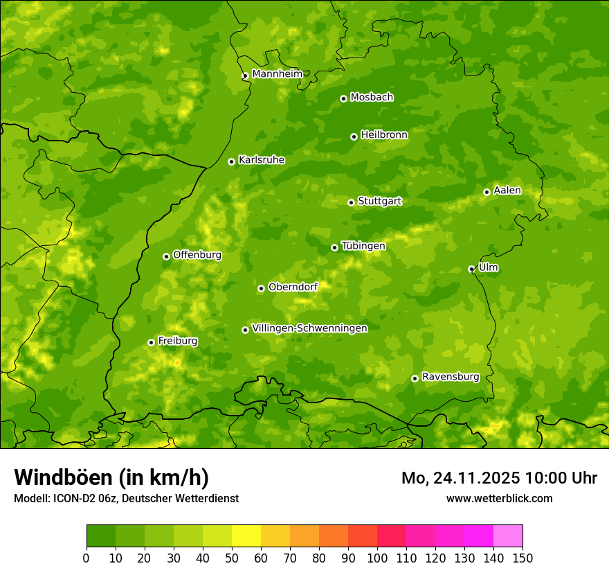 Modellkarten Windgeschwindigkeit