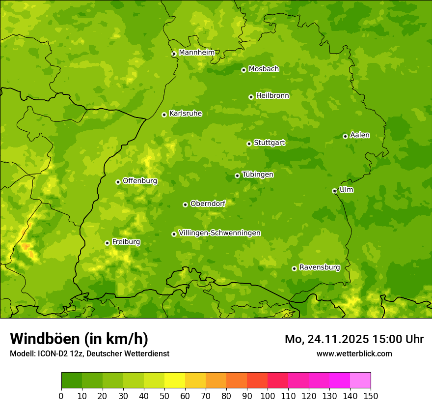Modellkarten Windgeschwindigkeit