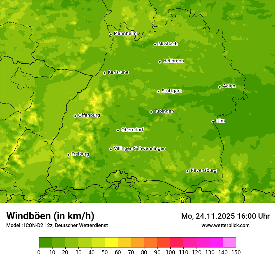 Modellkarten Windgeschwindigkeit