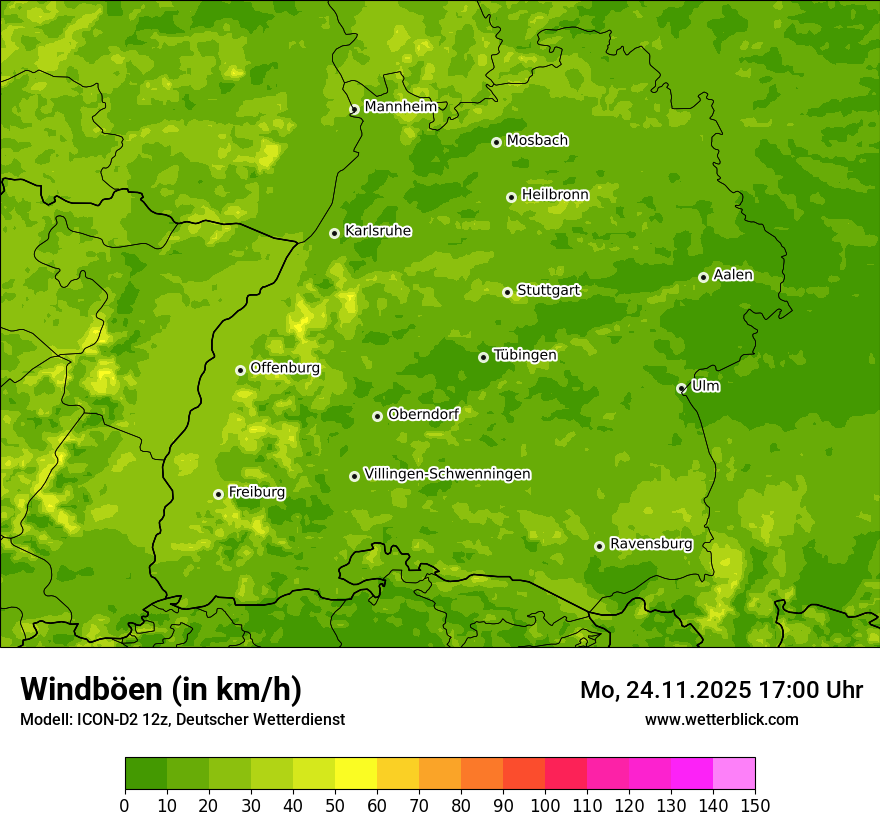 Modellkarten Windgeschwindigkeit