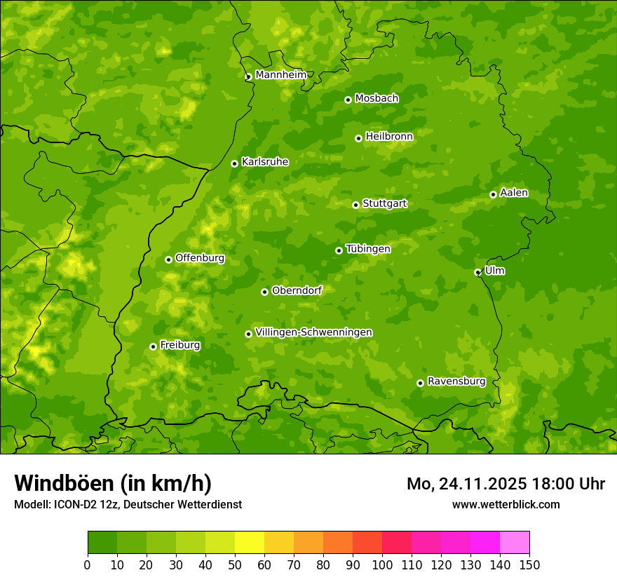 Modellkarten Windgeschwindigkeit