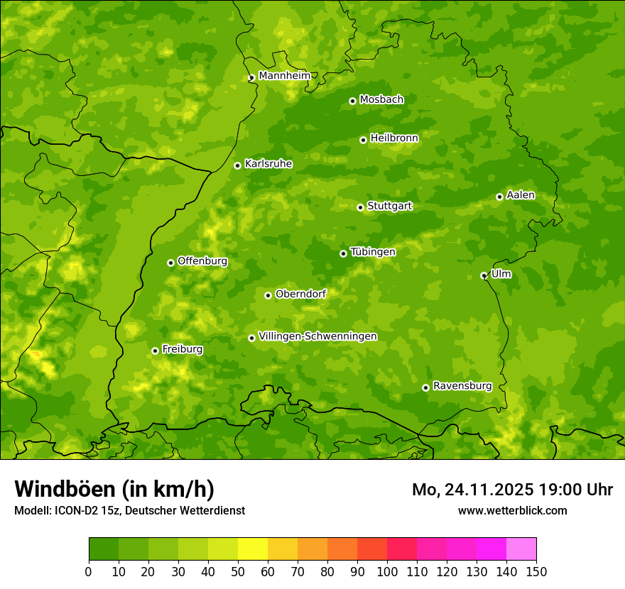 Modellkarten Windgeschwindigkeit