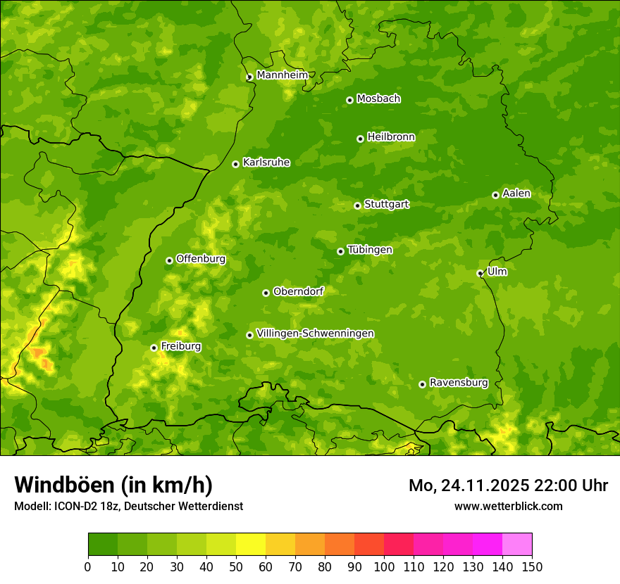Modellkarten Windgeschwindigkeit