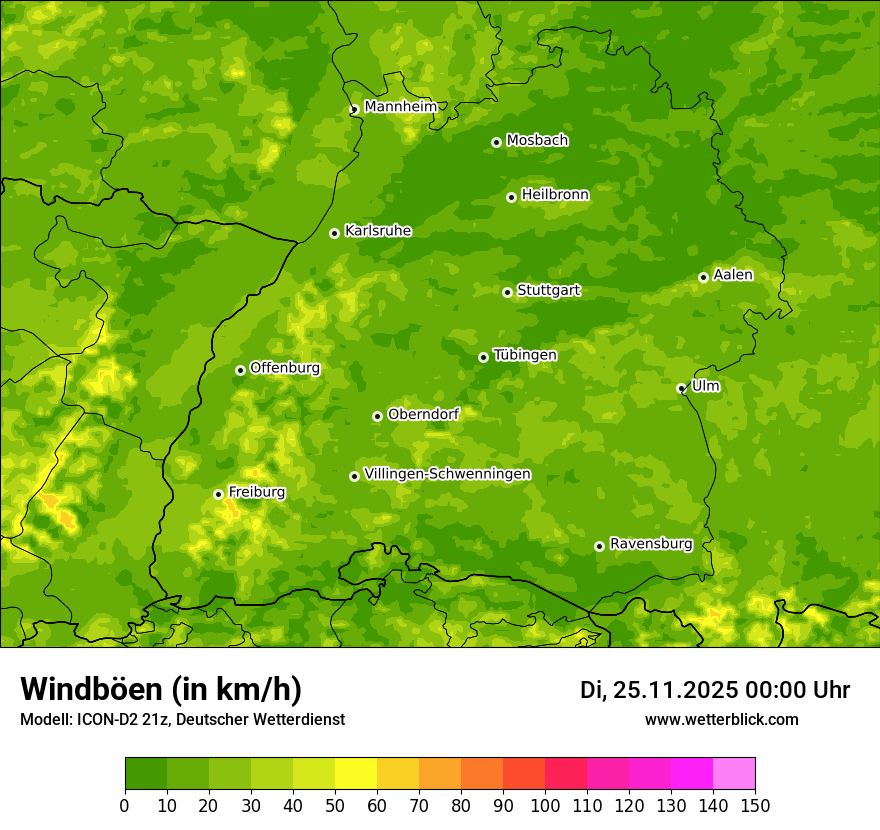 Modellkarten Windgeschwindigkeit