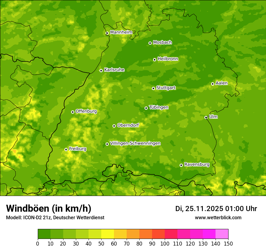 Modellkarten Windgeschwindigkeit